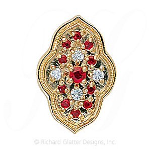 GS047 R/D/R - 14 Karat Gold Slide with Ruby center and Diamond and Ruby accents 